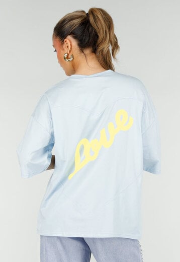 Lichtblauw Oversized T-Shirt met Backprint
