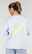 Lichtblauw Oversized T-Shirt met Korte Mouwen en Backprint