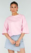Roze Oversized T-shirt met Korte Mouwen en Backprint