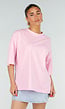 Roze Oversized T-shirt met Korte Mouwen en Backprint