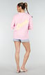Roze Oversized T-shirt met Korte Mouwen en Backprint