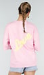 Roze Oversized T-shirt met Korte Mouwen en Backprint