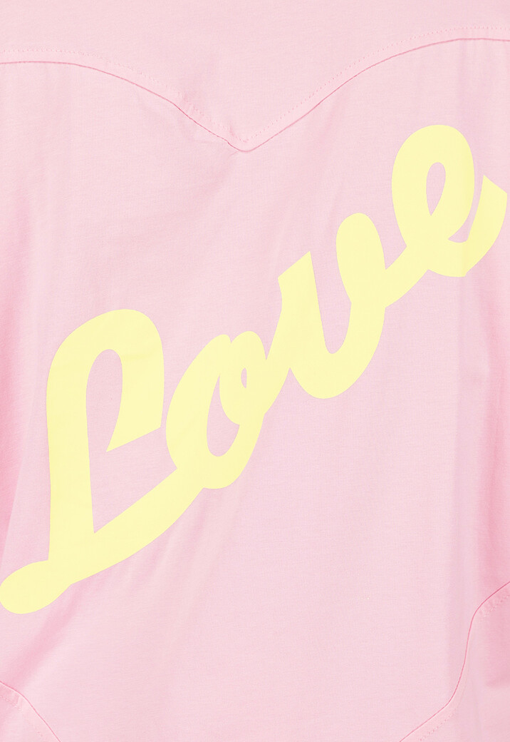 Roze Oversized T-shirt met Korte Mouwen en Backprint