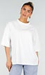 Wit Katoenen Oversized T-shirt met Roze Tekstprint op de Rug
