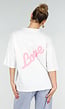 Wit Katoenen Oversized T-shirt met Roze Tekstprint op de Rug