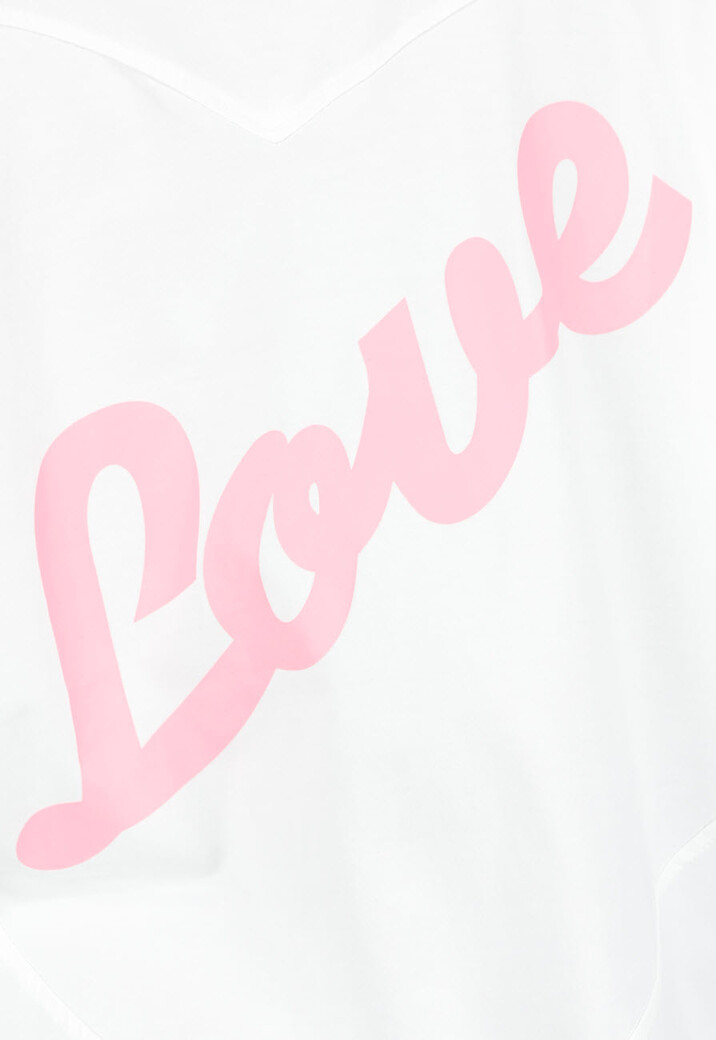 Wit Katoenen Oversized T-shirt met Roze Tekstprint op de Rug