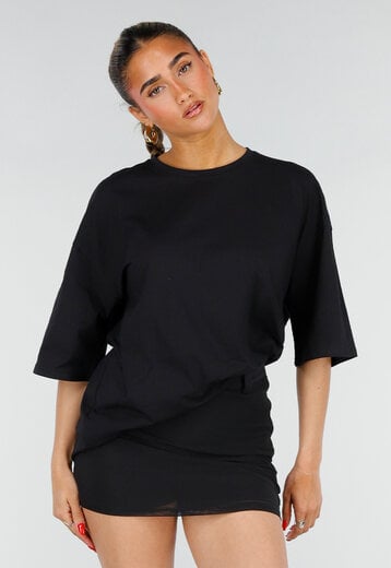 Zwart Oversized T-shirt met Backprint
