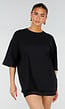 Zwart Oversized T-shirt met Korte Mouwen en Roze Backprint