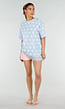 Lichtblauw T-Shirt met Roze Stippen en Kant