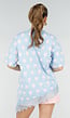 Lichtblauw T-Shirt met Roze Stippen en Kant