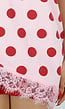 Roze Oversized T-Shirt met Rode Stippen en Kanten Zoom