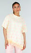 Lichtgeel T-Shirt met Roze Stippen en Kant
