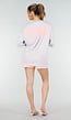 Lichtblauw Gestreept Oversized T-Shirt met Roze Strepen