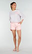 Lichtblauw Gestreept Oversized T-Shirt met Roze Strepen