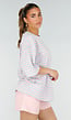 Lichtblauw Gestreept Oversized T-Shirt met Roze Strepen