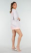 Lichtblauw Gestreept Oversized T-Shirt met Roze Strepen