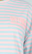 Lichtblauw Gestreept Oversized T-Shirt met Roze Strepen