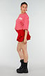 Roze Rode Gestreepte Oversized T-shirt met Tekstprint