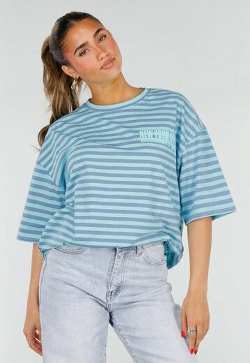 Blauw Gestreept Oversized T-Shirt