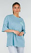 Blauw Gestreept Oversized T-Shirt met Korte Mouwen