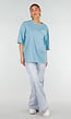 Blauw Gestreept Oversized T-Shirt met Korte Mouwen
