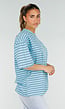 Blauw Gestreept Oversized T-Shirt met Korte Mouwen