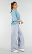 Blauw Gestreept Oversized T-Shirt met Korte Mouwen