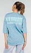 Blauw Gestreept Oversized T-Shirt met Korte Mouwen