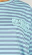 Blauw Gestreept Oversized T-Shirt met Korte Mouwen