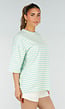 Lichtblauw Geel Gestreepte Oversized T-shirt met Tekstprint