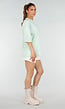 Lichtblauw Geel Gestreepte Oversized T-shirt met Tekstprint