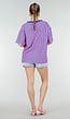 Blauw Roze Gestreepte Oversized T-shirt met V-hals