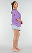 Blauw Roze Gestreepte Oversized T-shirt met V-hals