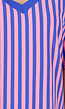 Blauw Roze Gestreepte Oversized T-shirt met V-hals