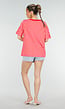 Roze Rode Gestreepte Oversized T-shirt met V-hals