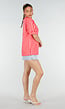 Roze Rode Gestreepte Oversized T-shirt met V-hals