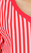 Roze Rode Gestreepte Oversized T-shirt met V-hals