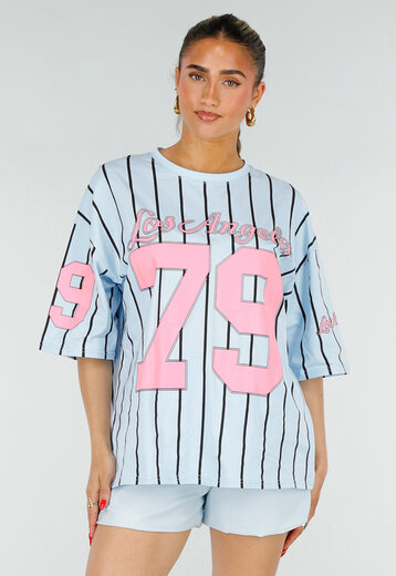 Oversized Lichtblauw Jersey Shirt