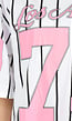 Wit Oversized Baseball T-Shirt met Roze Cijferprint en Strepen