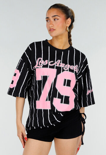 Zwart Gestreepte Oversized T-Shirt