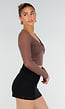 Bruine Stretch Mesh Crop Top met Losse Top en Pads
