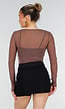 Bruine Stretch Mesh Crop Top met Losse Top en Pads
