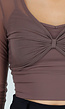 Bruine Stretch Mesh Crop Top met Losse Top en Pads