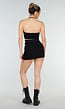 Zwarte Stretch Crop Top met Halterbandjes en Push Up Pads