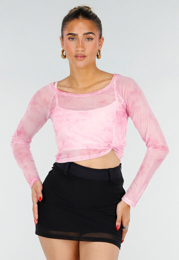 Roze Mesh Crop Top met Pads