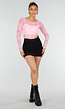 Roze Stretch Mesh Crop Top met Losse Top en Pads