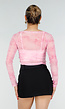 Roze Stretch Mesh Crop Top met Losse Top en Pads