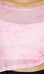 Roze Stretch Mesh Crop Top met Losse Top en Pads