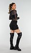 Zwarte Mesh Top met Lange Mouwen en Abstracte Print
