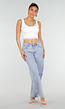 Witte Cropped Top met Kanten Rand en Brede Bandjes